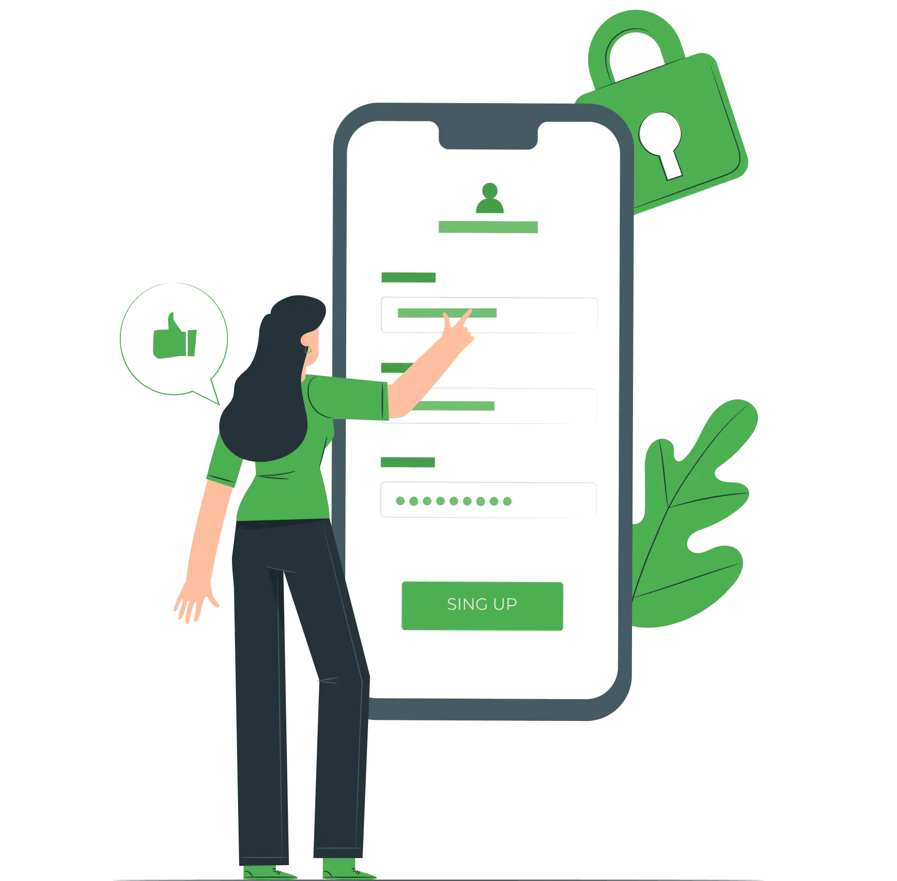Illustration of a person designing a mobile login screen